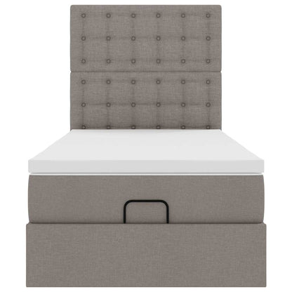 Ottoman bed met matras en LED's 90x200cm stof taupe