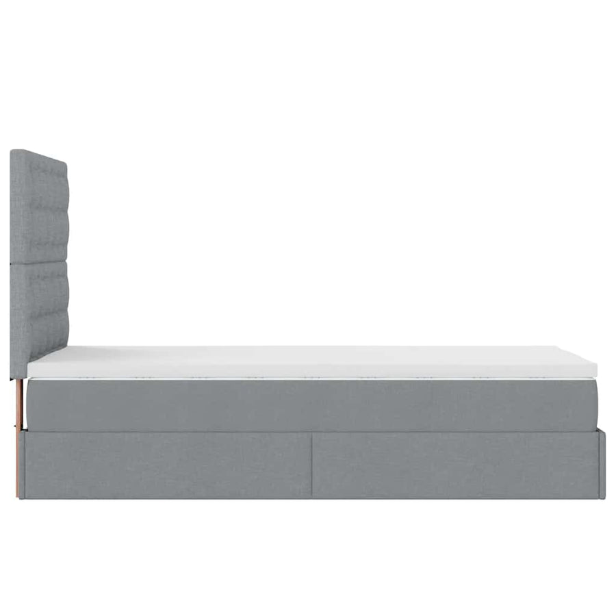 Ottoman bed met matras en LED's 100x200cm stof lichtgrijs