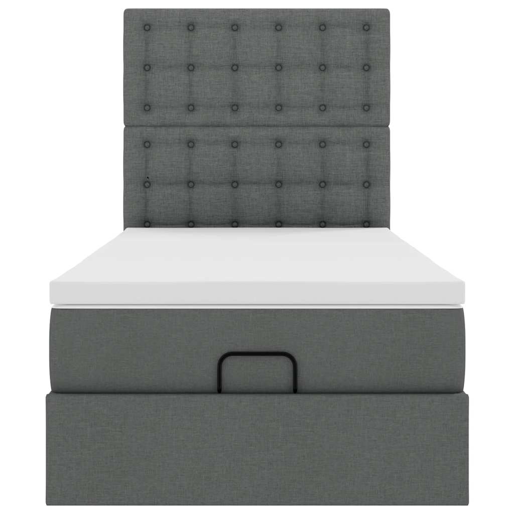 Ottoman bed met matras en LED's 100x200cm stof donkergrijs