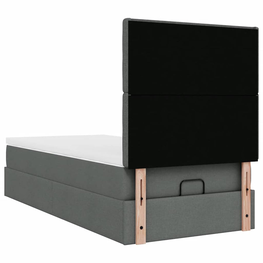 Ottoman bed met matras en LED's 100x200cm stof donkergrijs