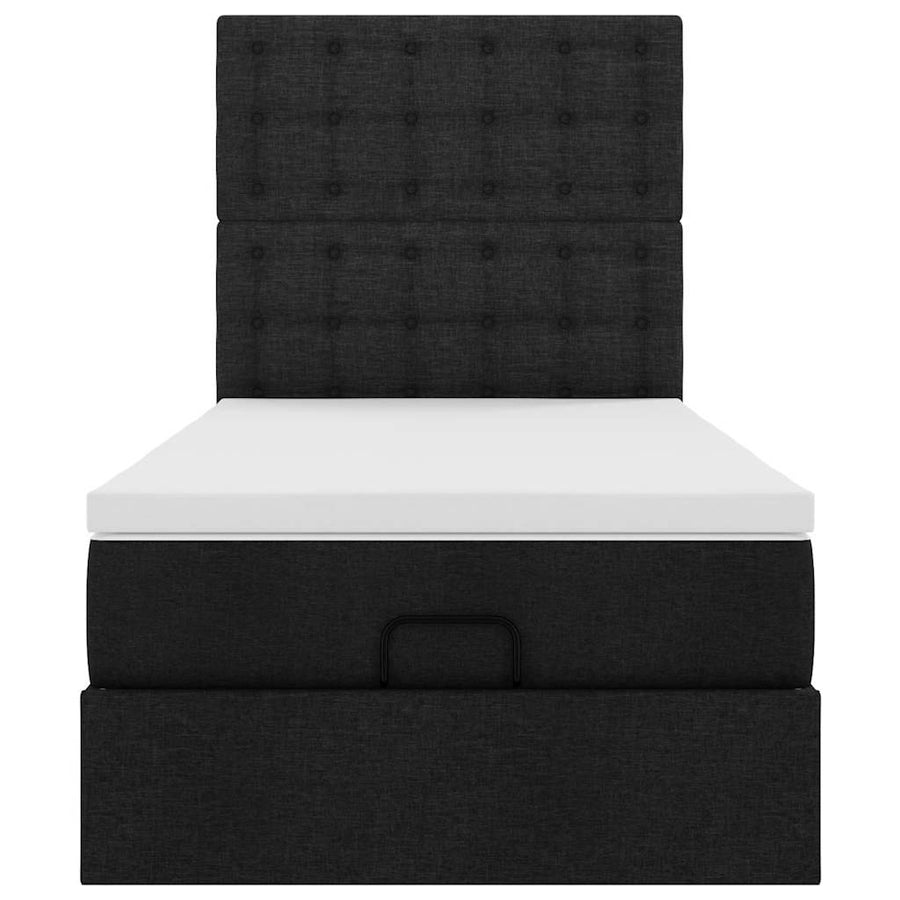 Ottoman bed met matras en LED's 100x200cm stof zwart
