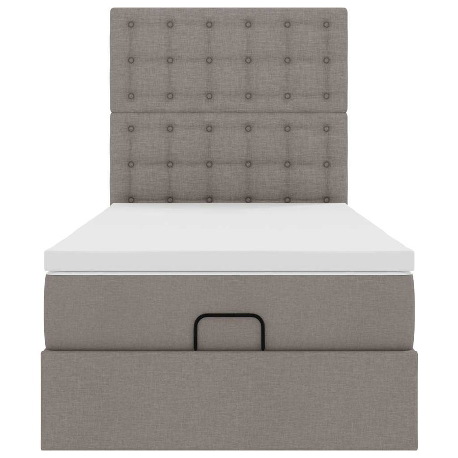 Ottoman bed met matras en LED's 100x200cm stof taupe