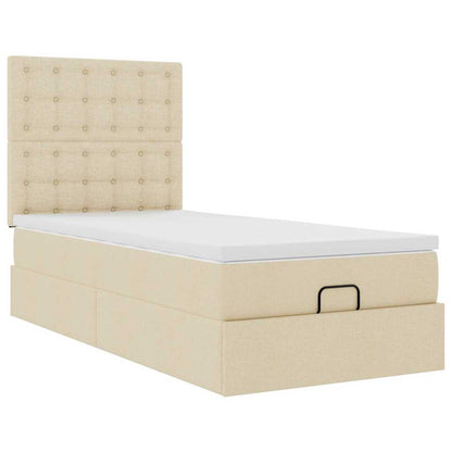 Ottoman bed met matras en LED's 100x200cm stof crèmekleurig