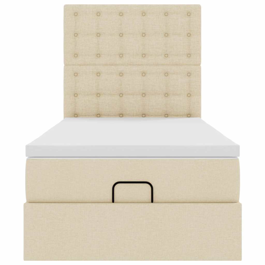 Ottoman bed met matras en LED's 100x200cm stof crèmekleurig