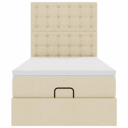 Ottoman bed met matras en LED's 100x200cm stof crèmekleurig