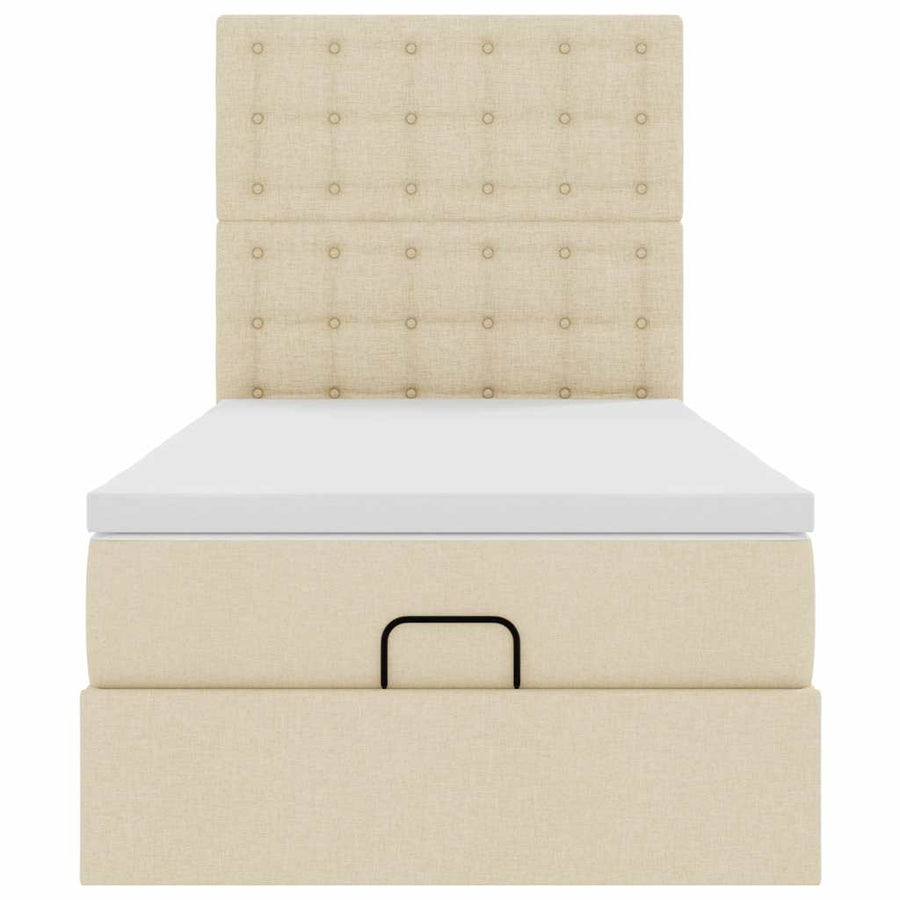 Ottoman bed met matras en LED's 100x200cm stof crèmekleurig
