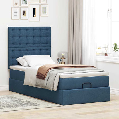 Ottoman bed met matras en LED's 100x200cm stof blauw