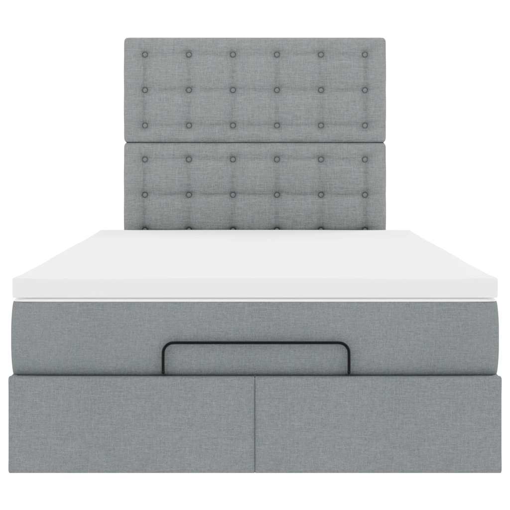 Ottoman bed met matras en LED's 120x190 cm stof lichtgrijs