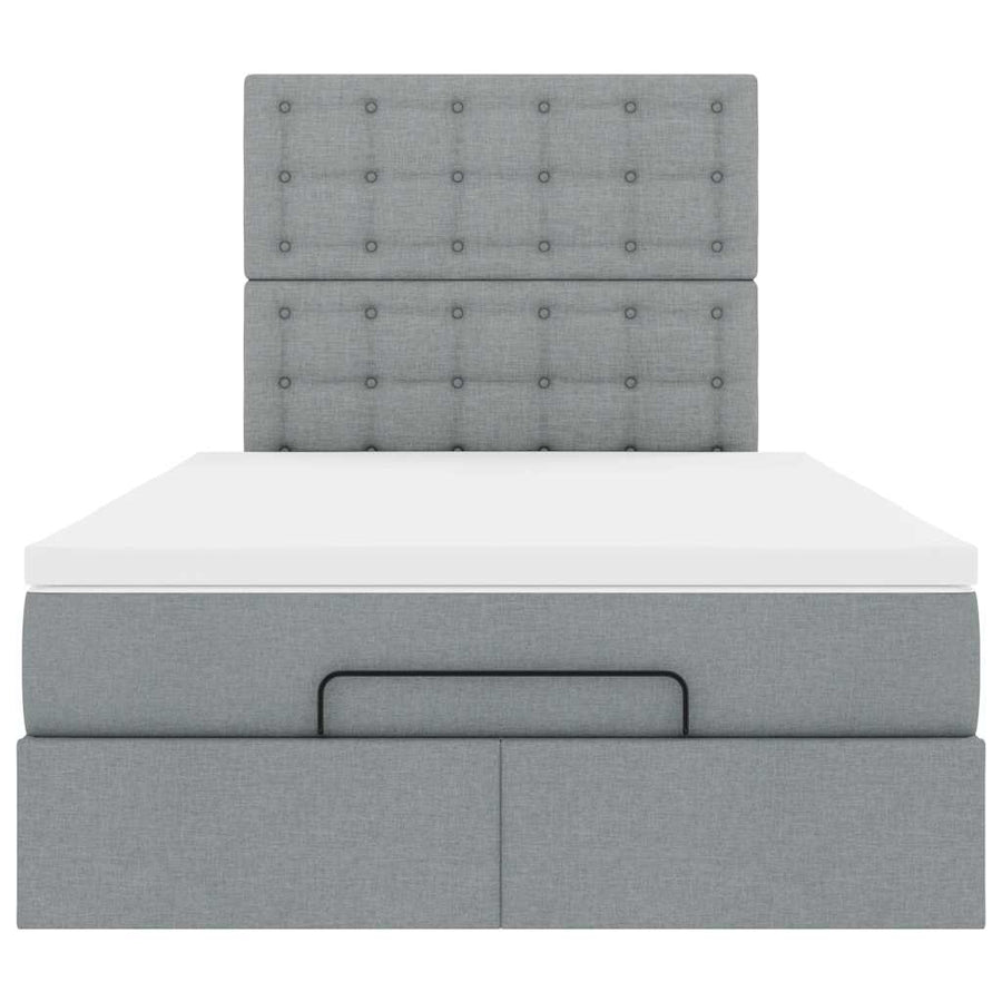 Ottoman bed met matras en LED's 120x190 cm stof lichtgrijs