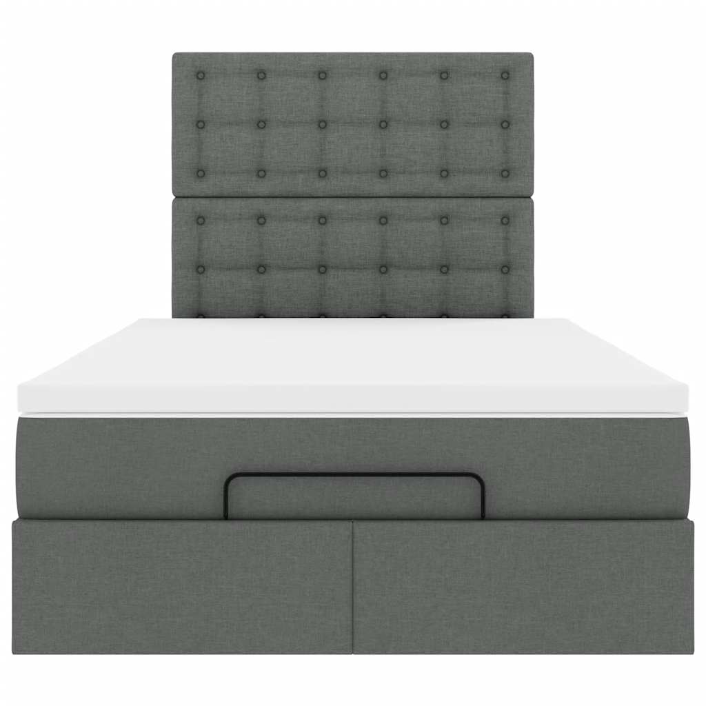 Ottoman bed met matras en LED's 120x190 cm stof donkergrijs
