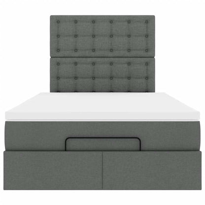 Ottoman bed met matras en LED's 120x190 cm stof donkergrijs