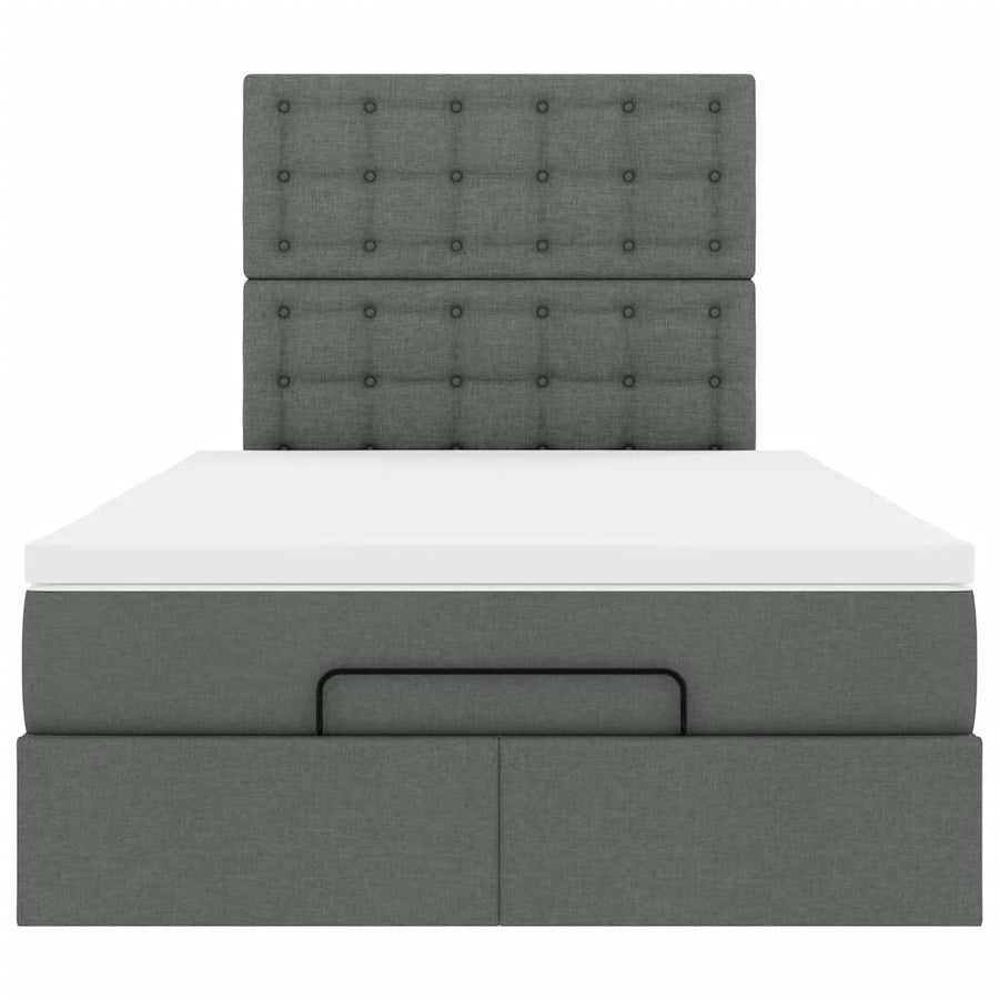 Ottoman bed met matras en LED's 120x190 cm stof donkergrijs
