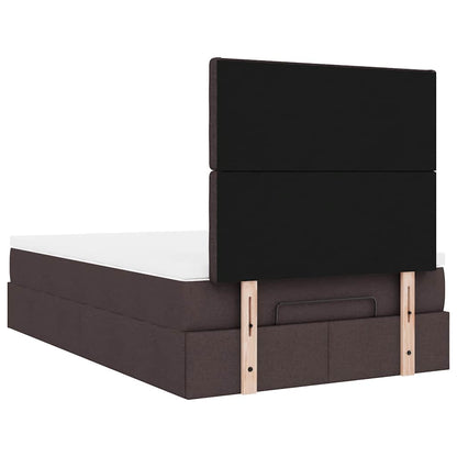 Ottoman bed met matras en LED's 120x190 cm stof donkerbruin