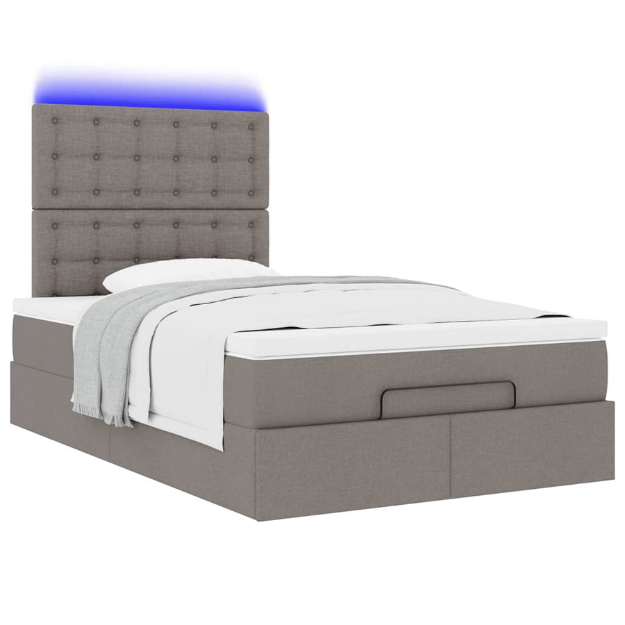 Ottoman bed met matras en LED's 120x190 cm stof taupe