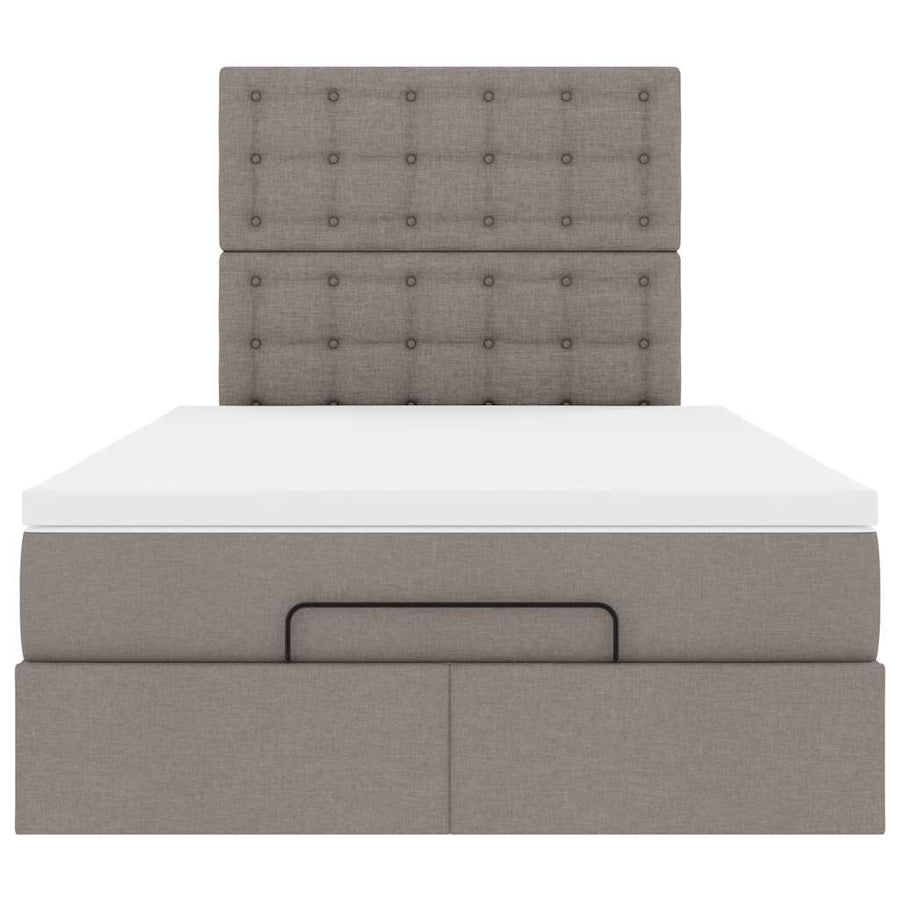 Ottoman bed met matras en LED's 120x190 cm stof taupe