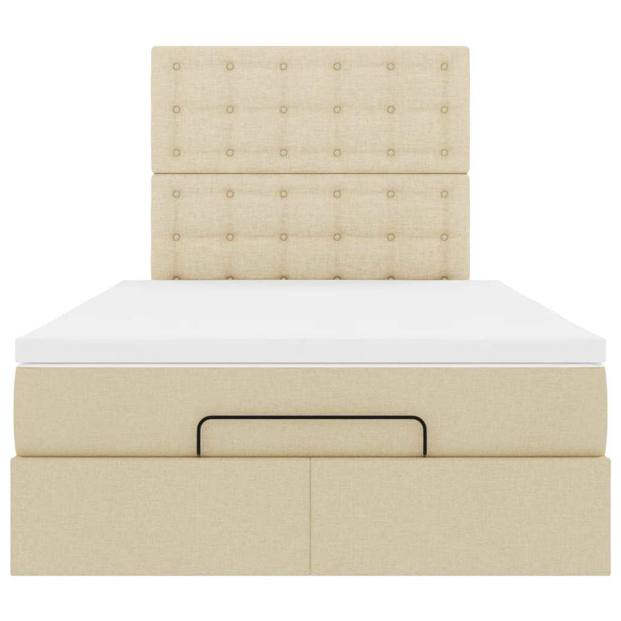 Ottoman bed met matras en LED's 120x190cm stof crèmekleurig