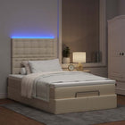 Ottoman Bed with Mattress and LEDs 120x190cm Cream Fabric