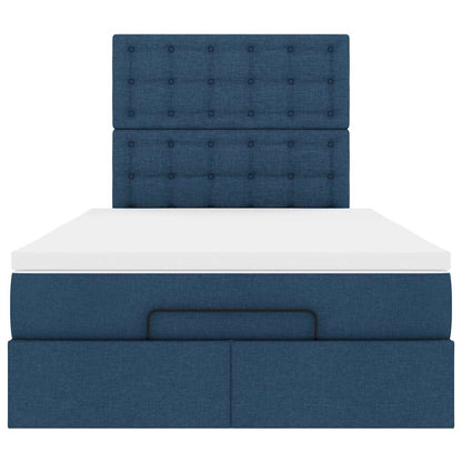 Ottoman bed met matras en LED's 120x190 cm stof blauw