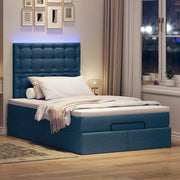 Ottoman bed 120x190 cm stof blauw met matras en LED