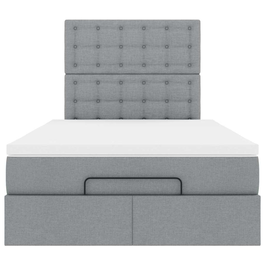 Ottoman bed met matras en LED's 120x200cm stof lichtgrijs
