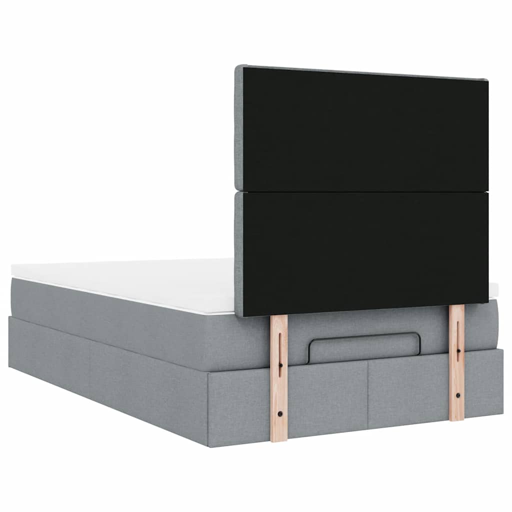 Ottoman bed met matras en LED's 120x200cm stof lichtgrijs