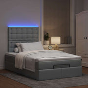 Ottomaans bed 120x200cm stof lichtgrijs met matras en LED