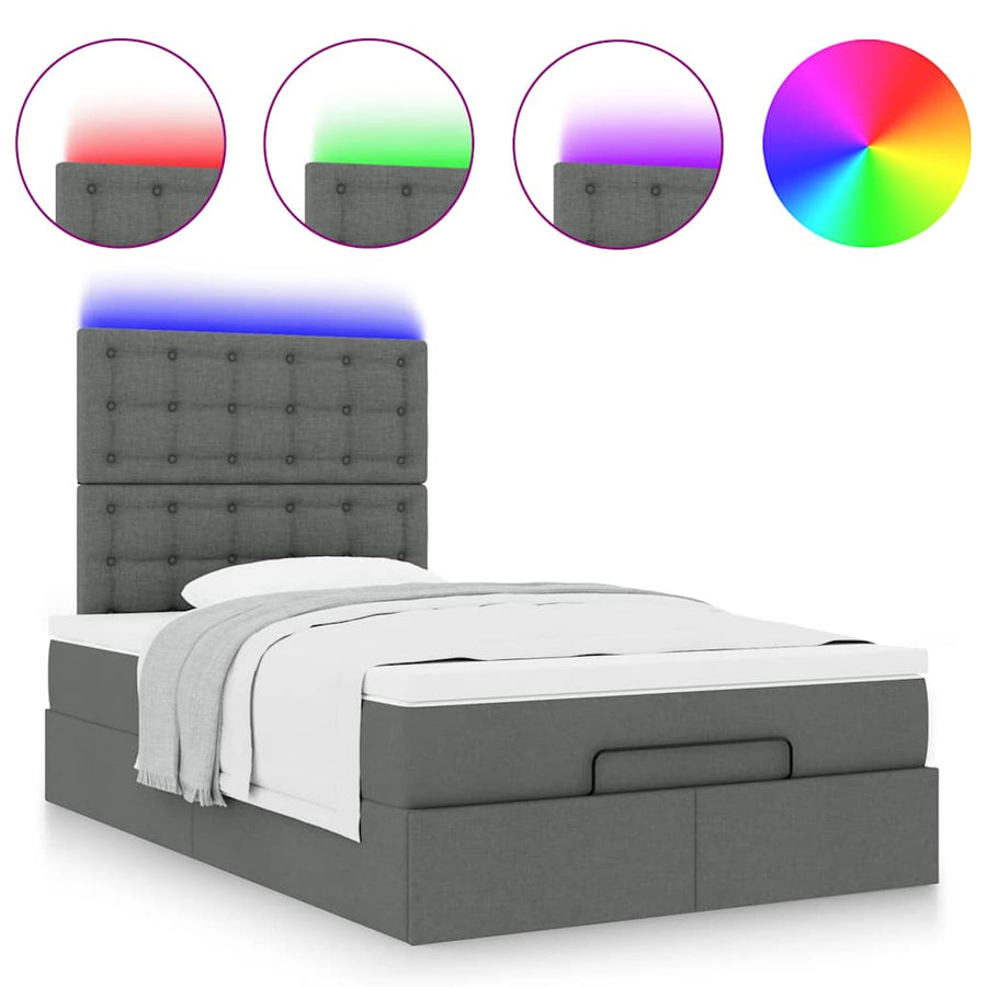 Ottoman bed met matras en LED's 120x200cm stof donkergrijs