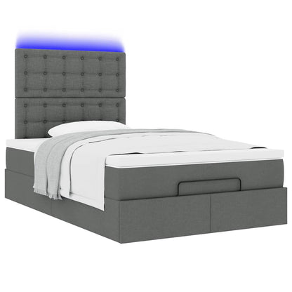 Ottoman bed met matras en LED's 120x200cm stof donkergrijs
