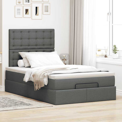Ottoman bed met matras en LED's 120x200cm stof donkergrijs