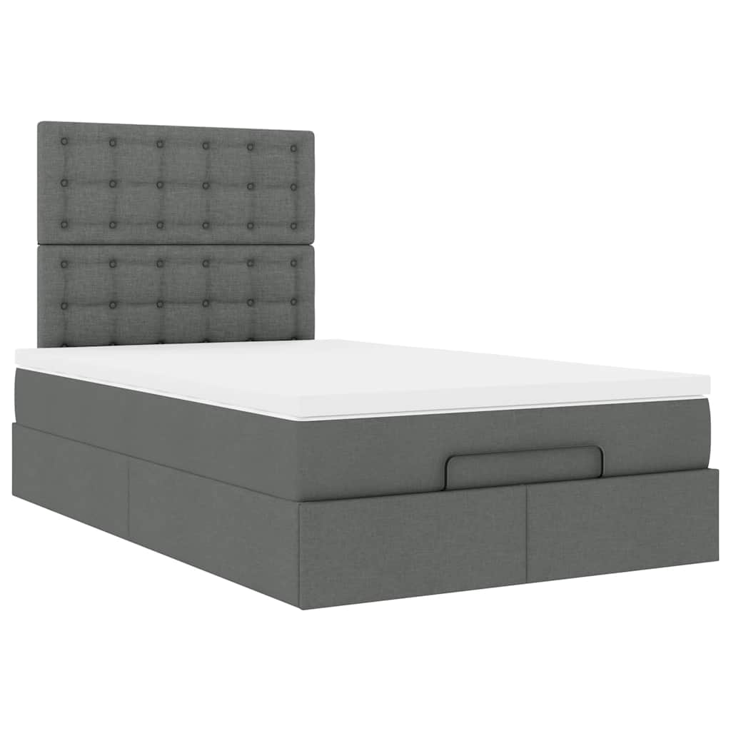 Ottoman bed met matras en LED's 120x200cm stof donkergrijs