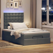Ottomaans bed 120x200 cm donkergrijs met matras en LED