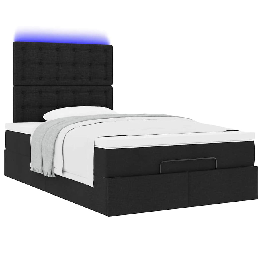 Ottoman bed met matras en LED's 120x200cm stof zwart