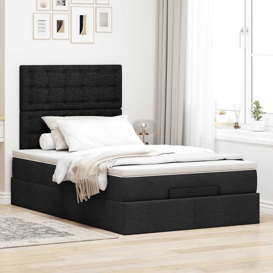 Ottoman bed met matras en LED's 120x200cm stof zwart