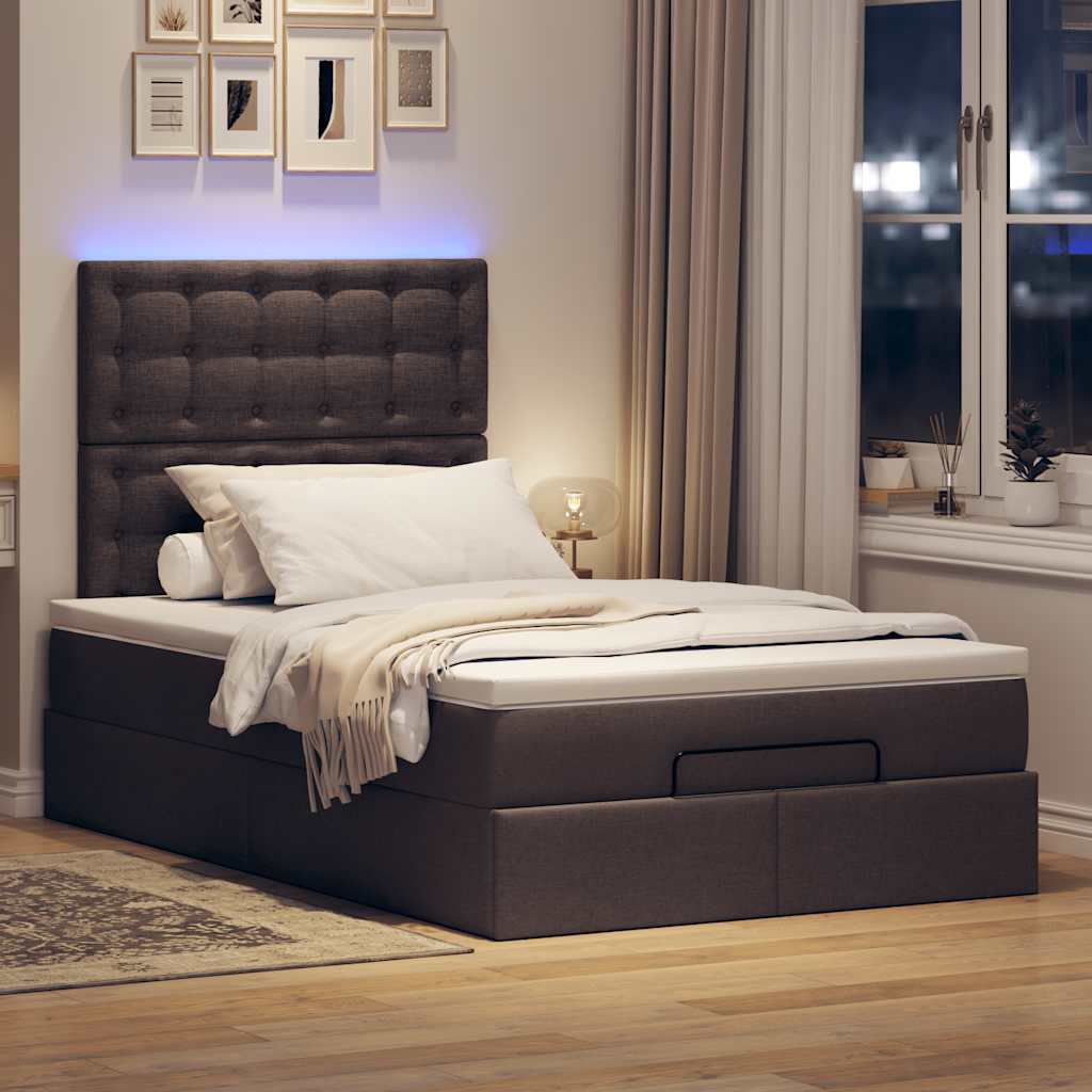 Ottoman bed met matras en LED's 120x200cm stof donkerbruin