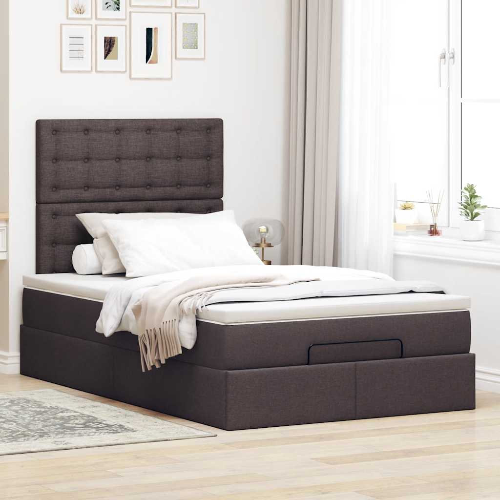 Ottoman bed met matras en LED's 120x200cm stof donkerbruin