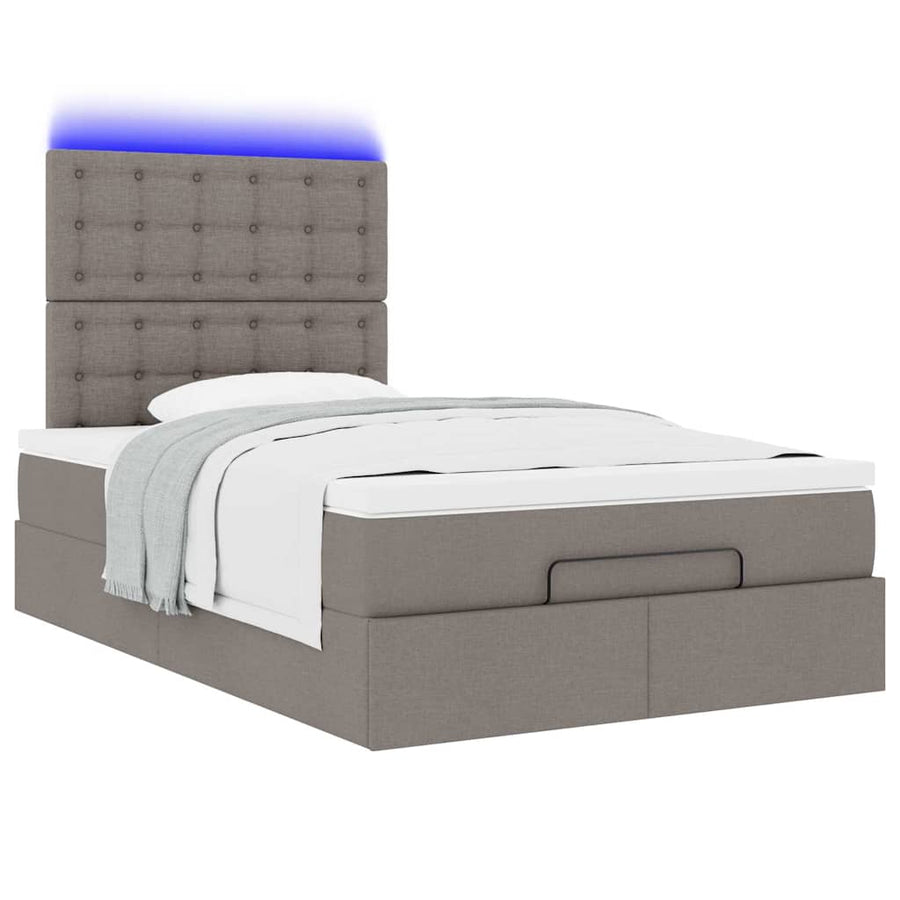 Ottoman bed met matras en LED's 120x200cm stof taupe