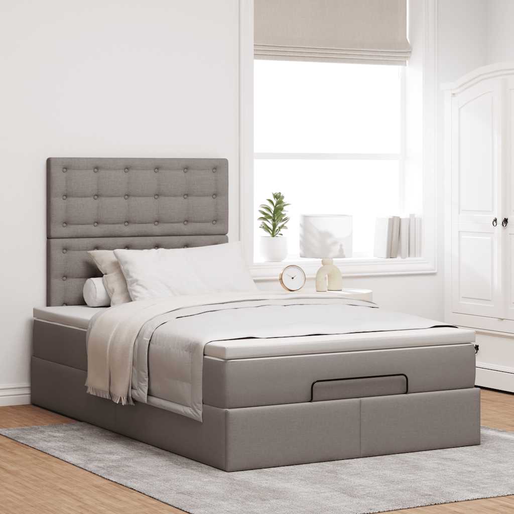 Ottoman bed met matras en LED's 120x200cm stof taupe