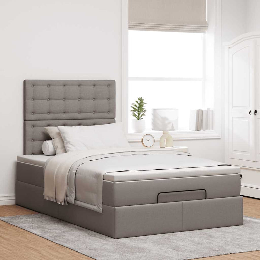 Ottoman bed met matras en LED's 120x200cm stof taupe