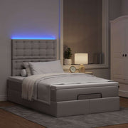 Ottomaans bed 120x200 cm stof taupe met matras en LED