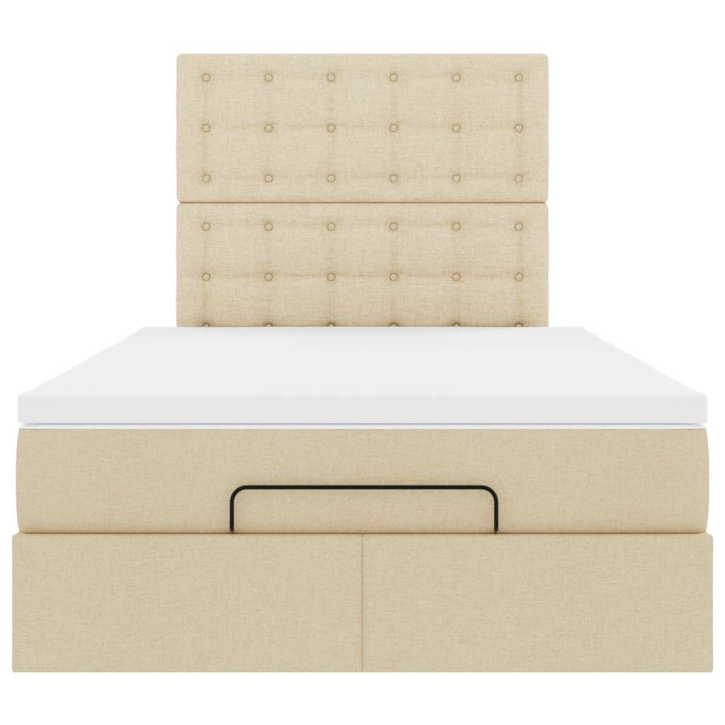 Ottoman bed met matras en LED's 120x200cm stof crèmekleurig