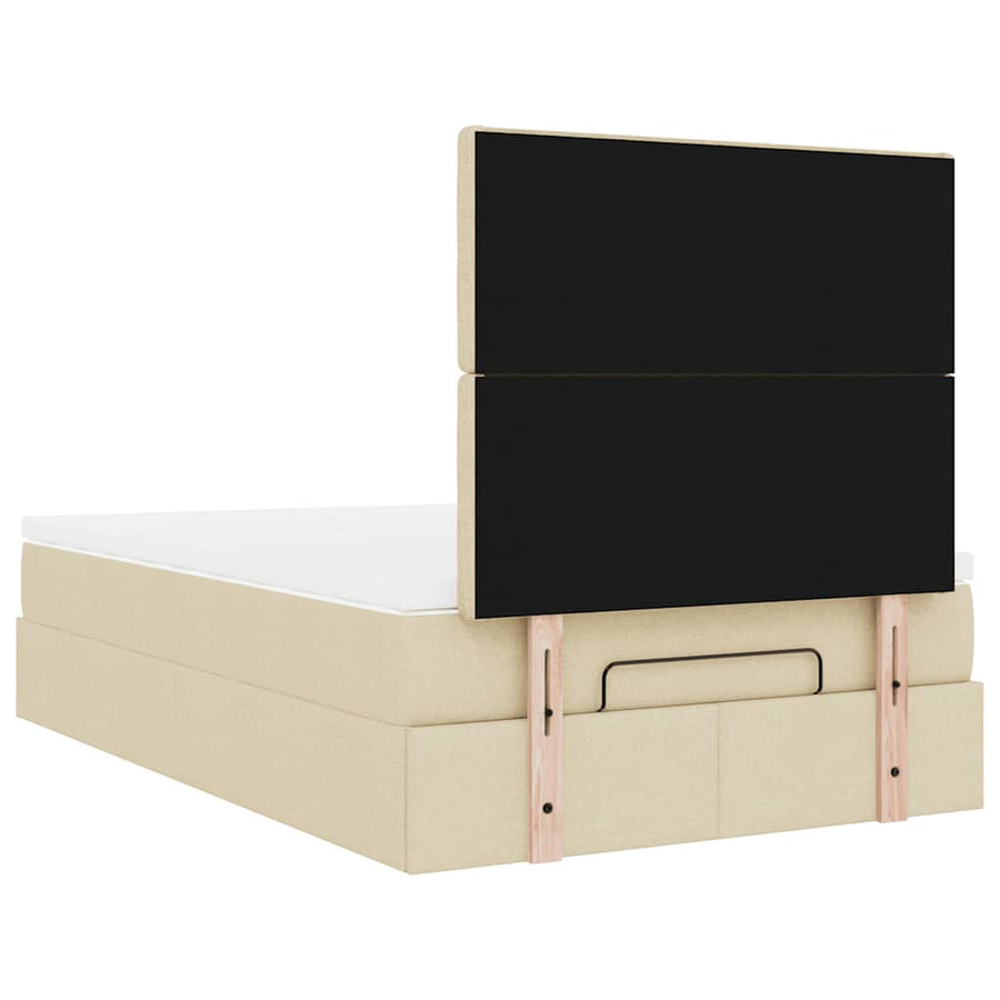 Ottoman bed met matras en LED's 120x200cm stof crèmekleurig