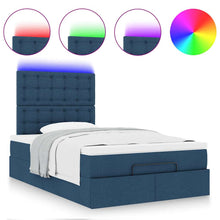 Ottoman bed met matras en LED's 120x200cm stof blauw