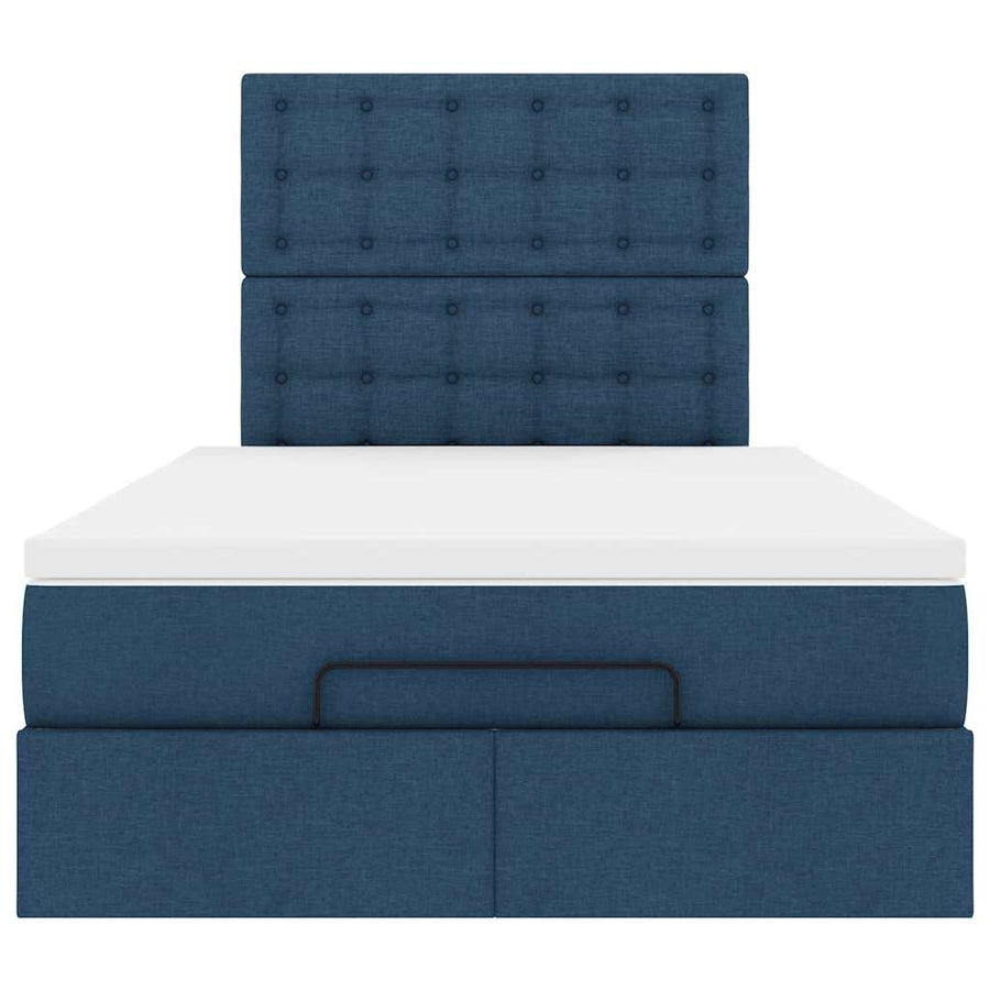 Ottoman bed met matras en LED's 120x200cm stof blauw