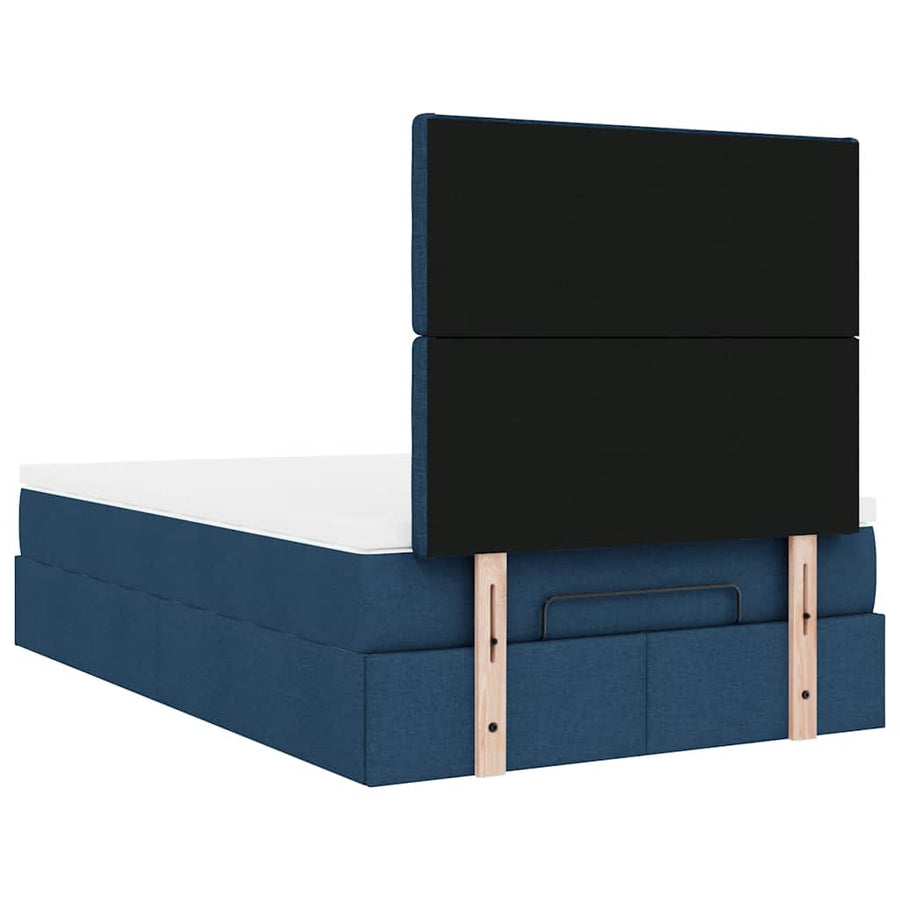 Ottoman bed met matras en LED's 120x200cm stof blauw