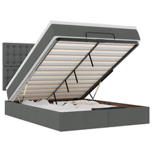 Ottoman bed met matras en LED's 140x190cm stof donkergrijs