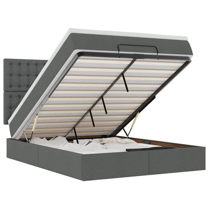 Ottoman bed met matras en LED's 140x190cm stof donkergrijs