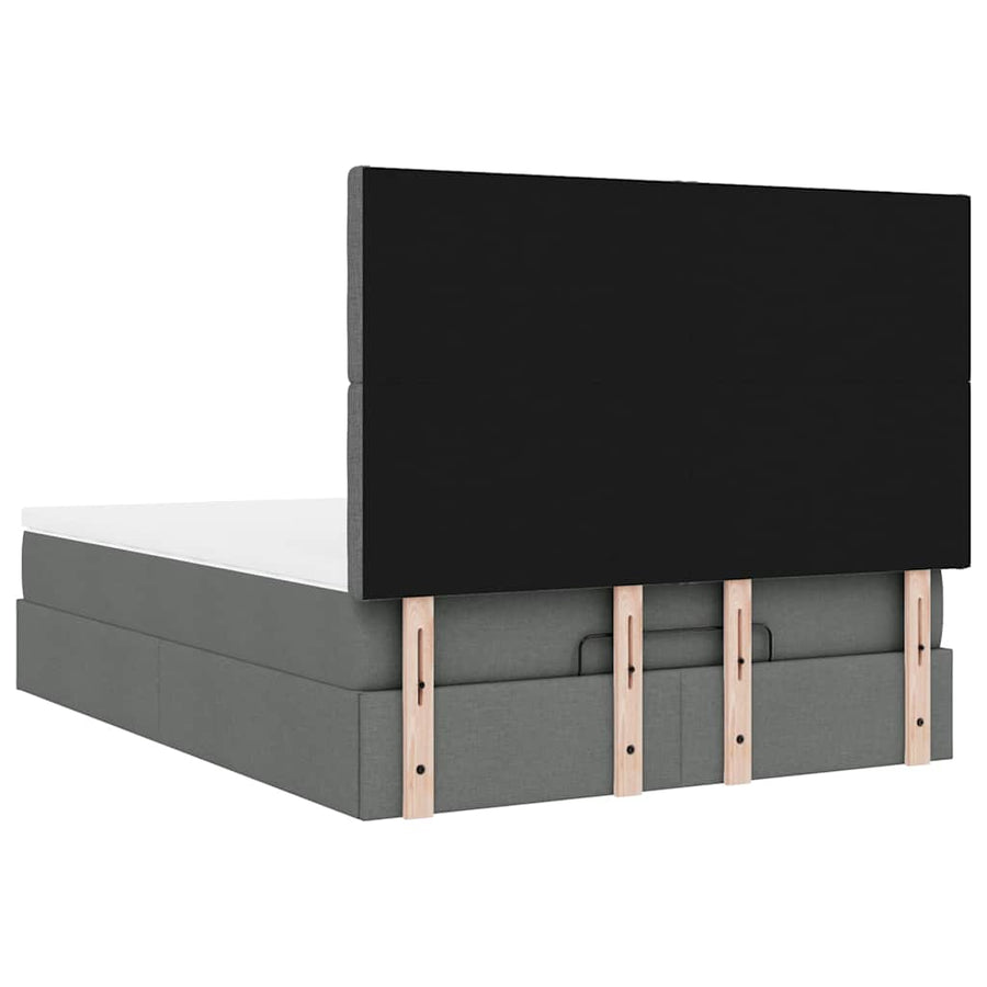 Ottoman bed met matras en LED's 140x190cm stof donkergrijs