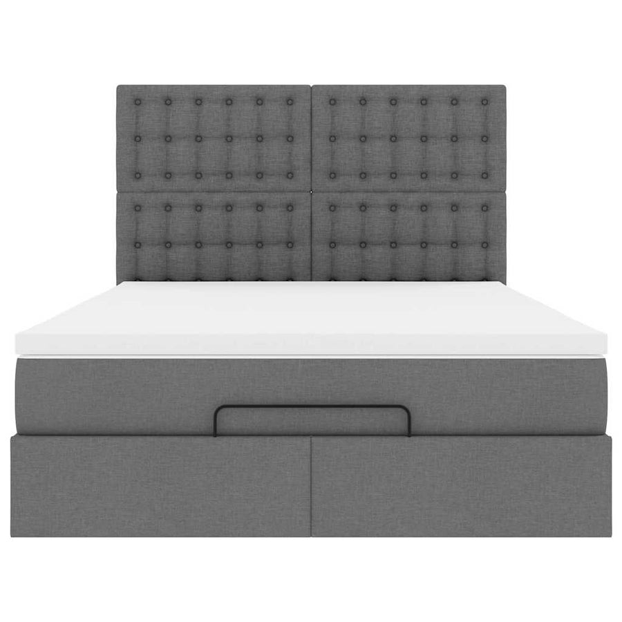 Ottoman bed met matras en LED's 140x190cm stof donkergrijs