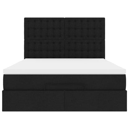 Ottoman bed met matras en LED's 140x190cm stof zwart