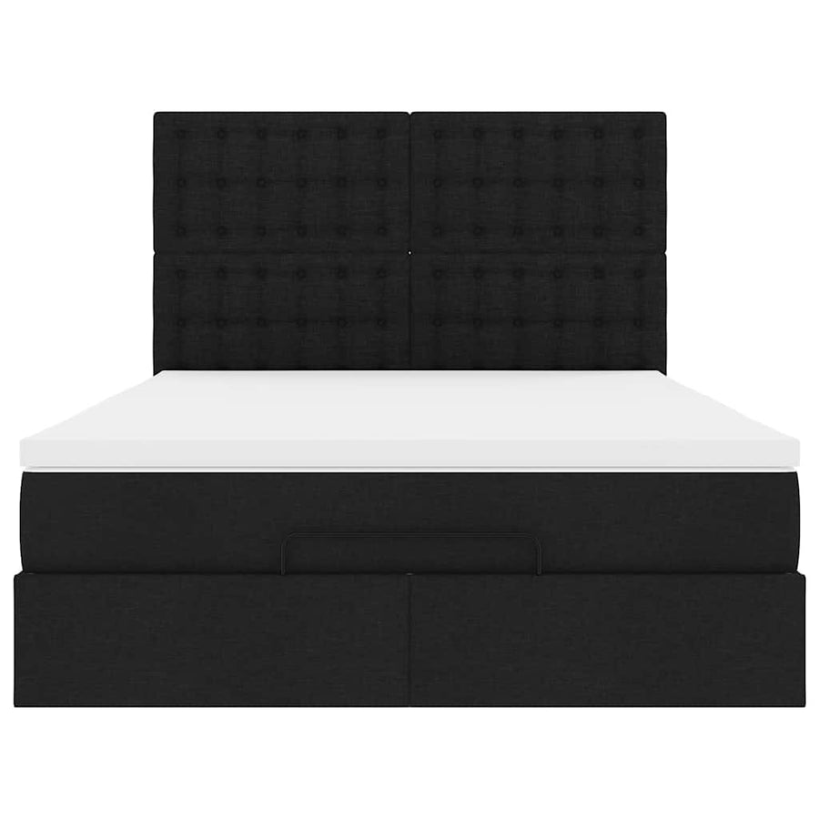 Ottoman bed met matras en LED's 140x190cm stof zwart
